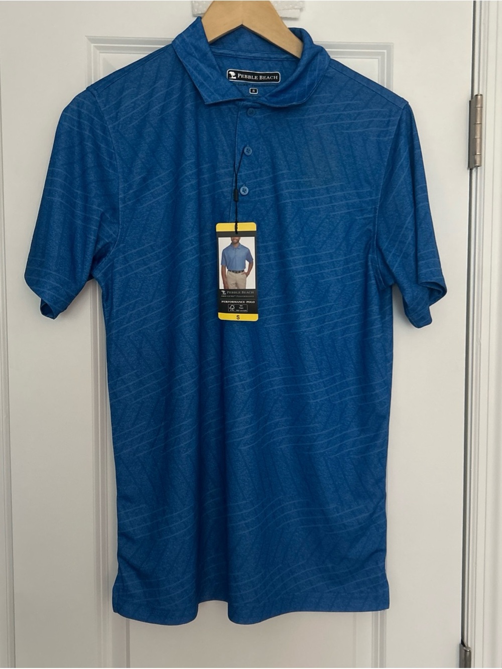 Pebble Beach Men's Performance Polo Golf, Small, Blue- NWT